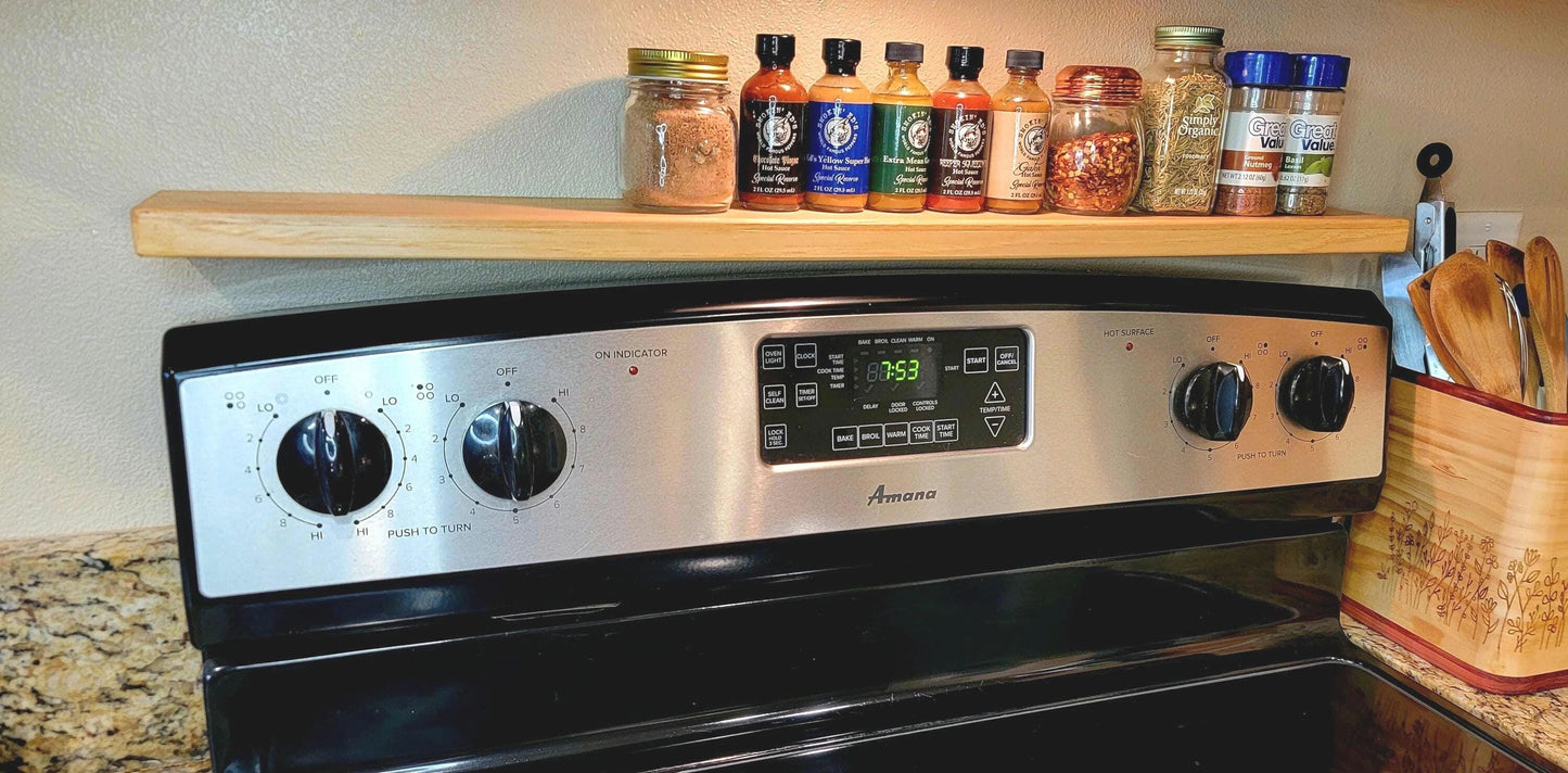Floating spice shelf