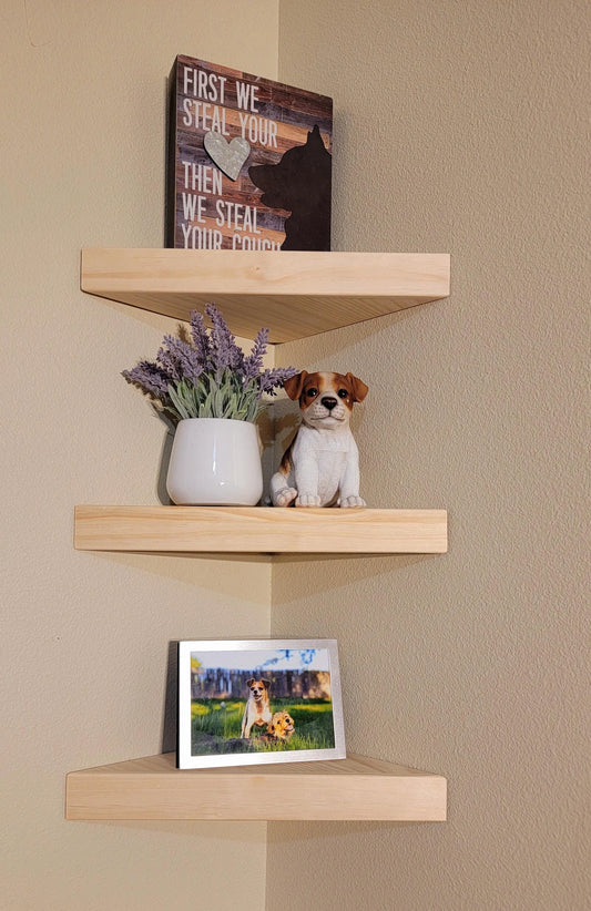 Corner floating shelf