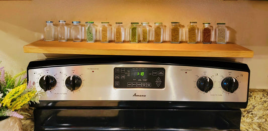 Floating spice shelf