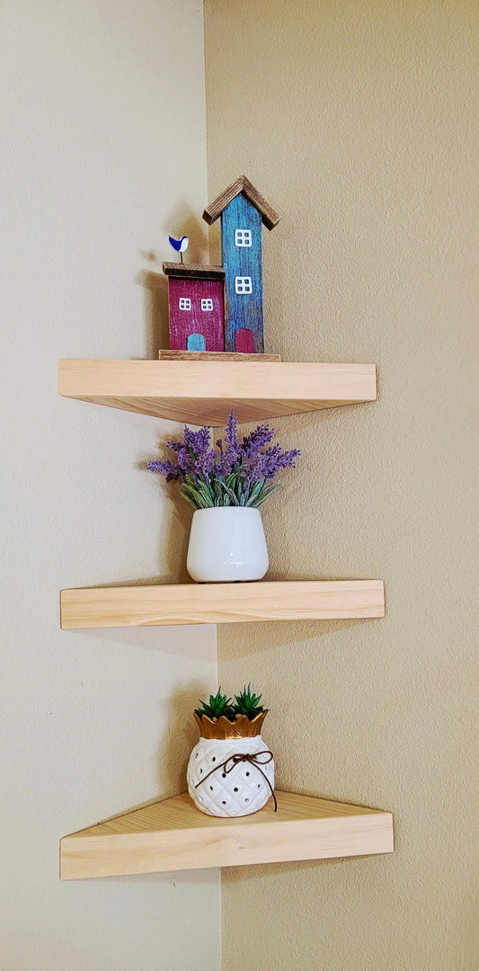 Corner floating shelf